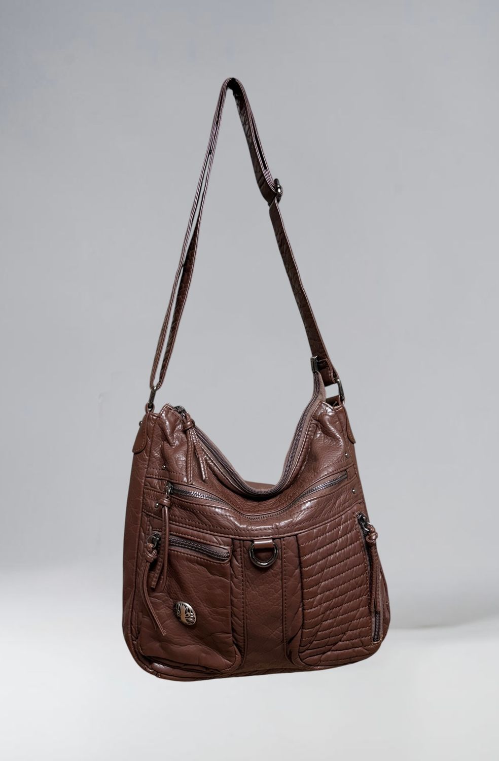 19323 Coffee Large Washed Crossbody