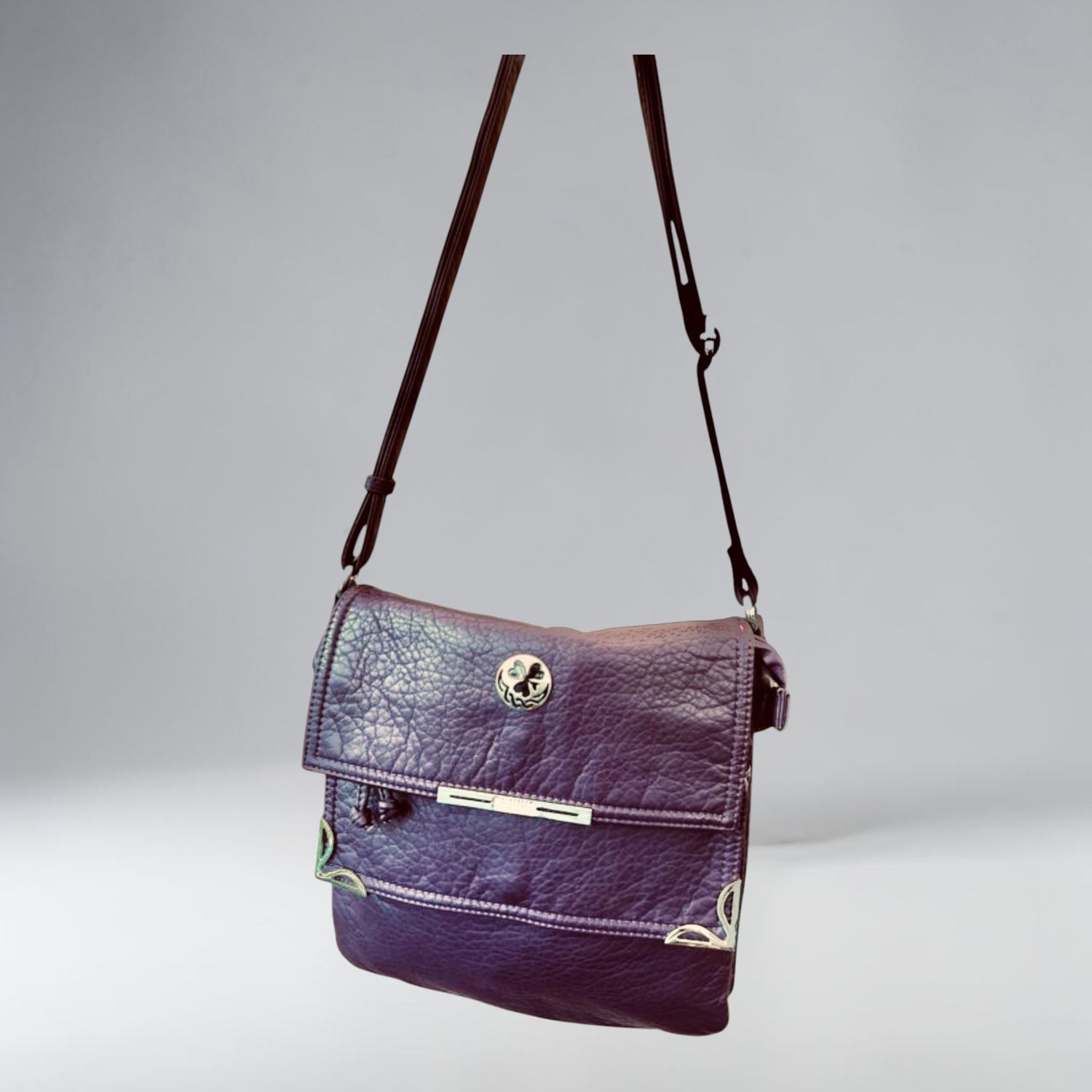 19257 PurpleWashed Double Flap Crossbody