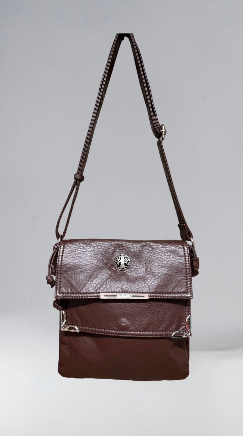 19257 Coffee Washed Double Flap Classic Xbody