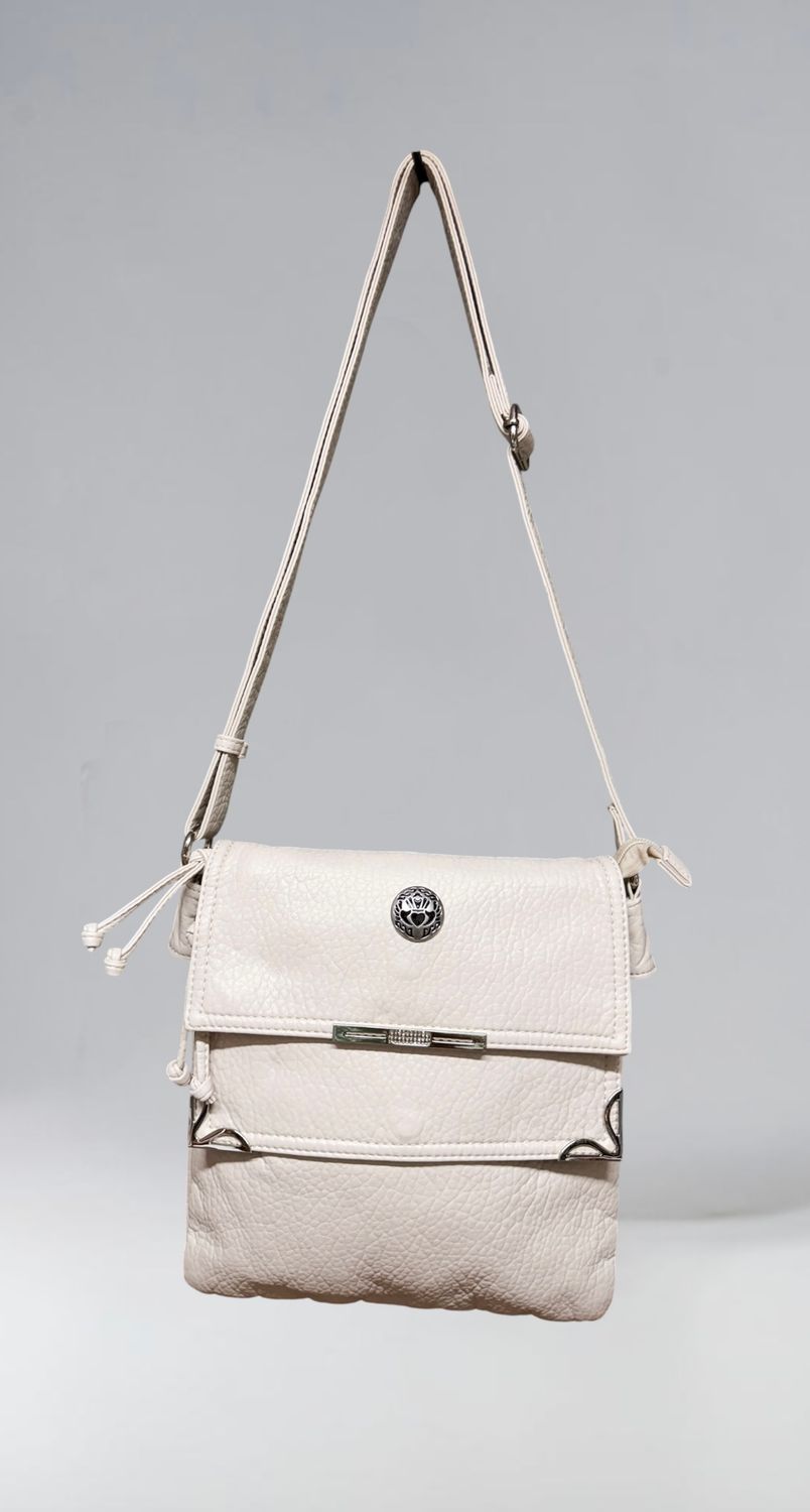 19257 Beige Washed Double Flap Classic Xbody