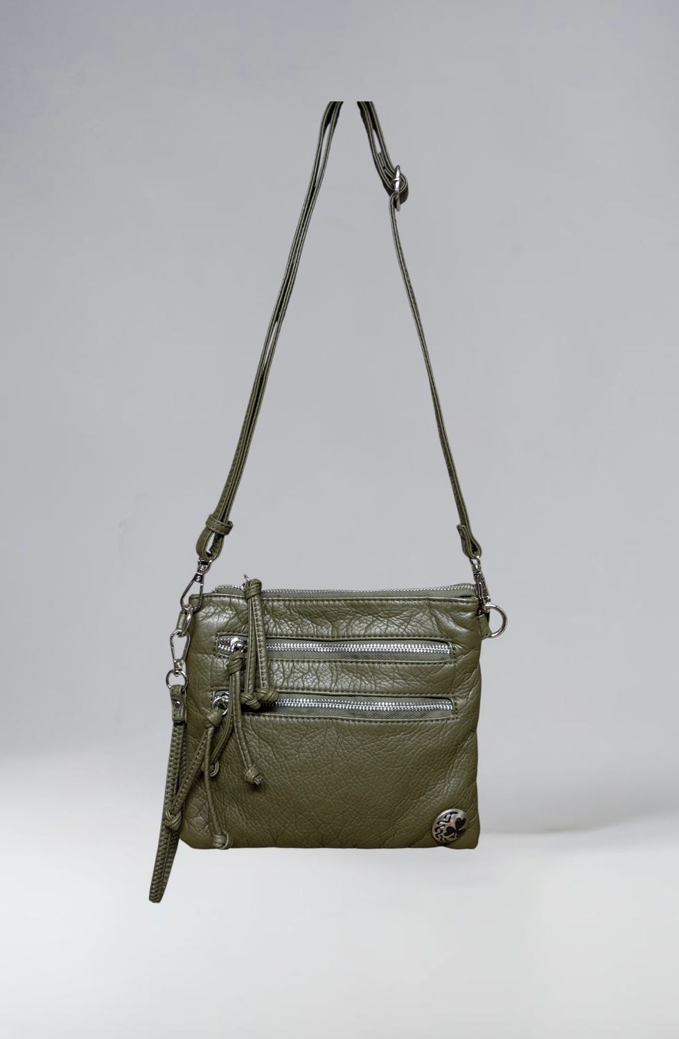192271 Hunter Green Small Square Washed Crossbody