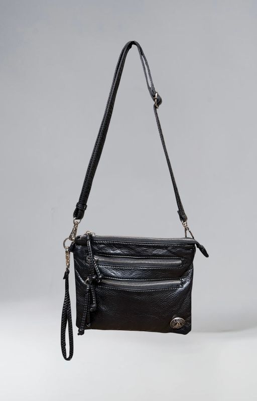 192271 Black Small Square Washed Crossbody