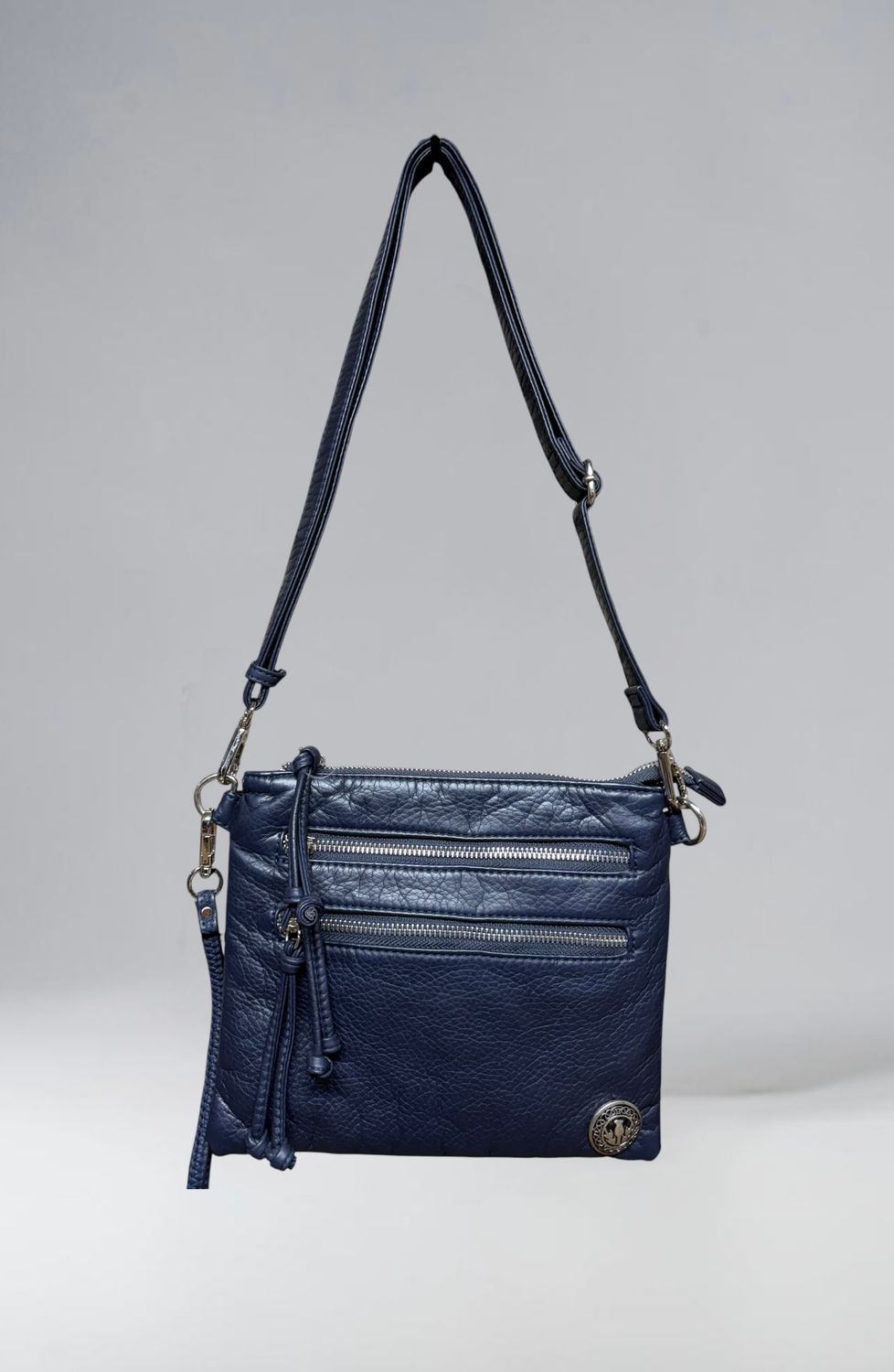 192271 Navy Blue Small Square Washed Crossbody