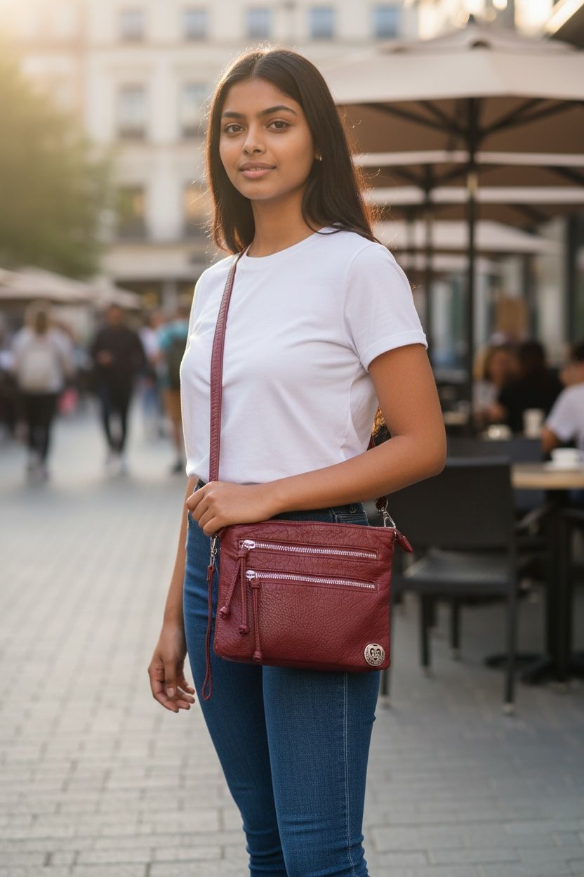 192271 Dk Orange Small Square Washed Crossbody