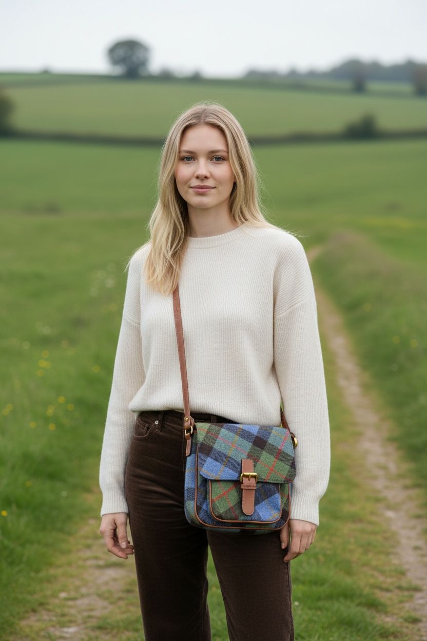 21045 Blue Tweed Crossbody Bag