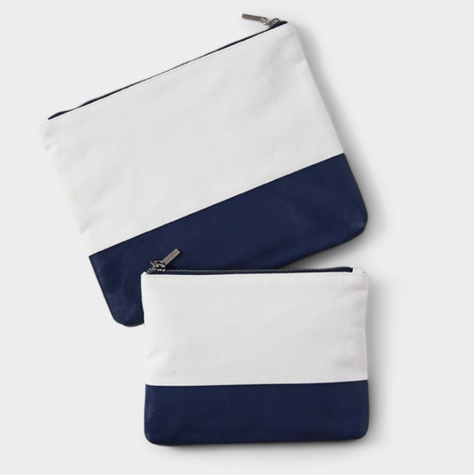 Large Canvas & Navy Pouch