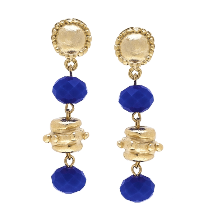 Blue 3 Tier Crystal Earrings