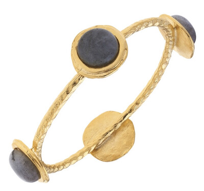 Semi Precious Stone & Gold Bangle Bracelet