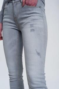 Faded Gray Denim Jeans