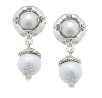 Silver Cottone Pearl Earrings
