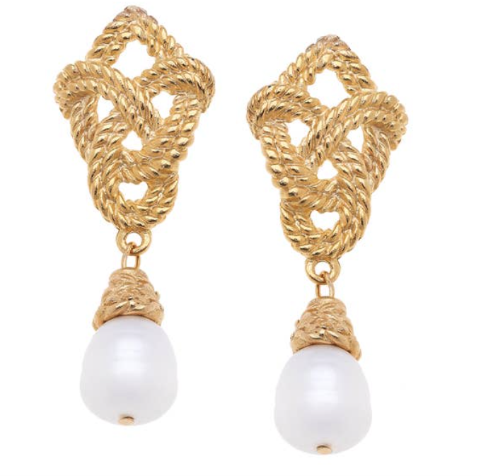 Handcast Gold with genuine freshwater pearl drop earring