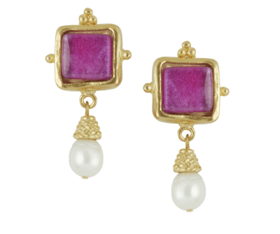 French Glass & Freshwater Earring