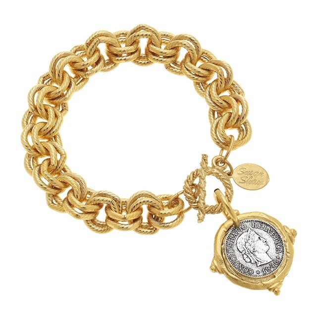 Swiss Intaglio Coin Bracelet
