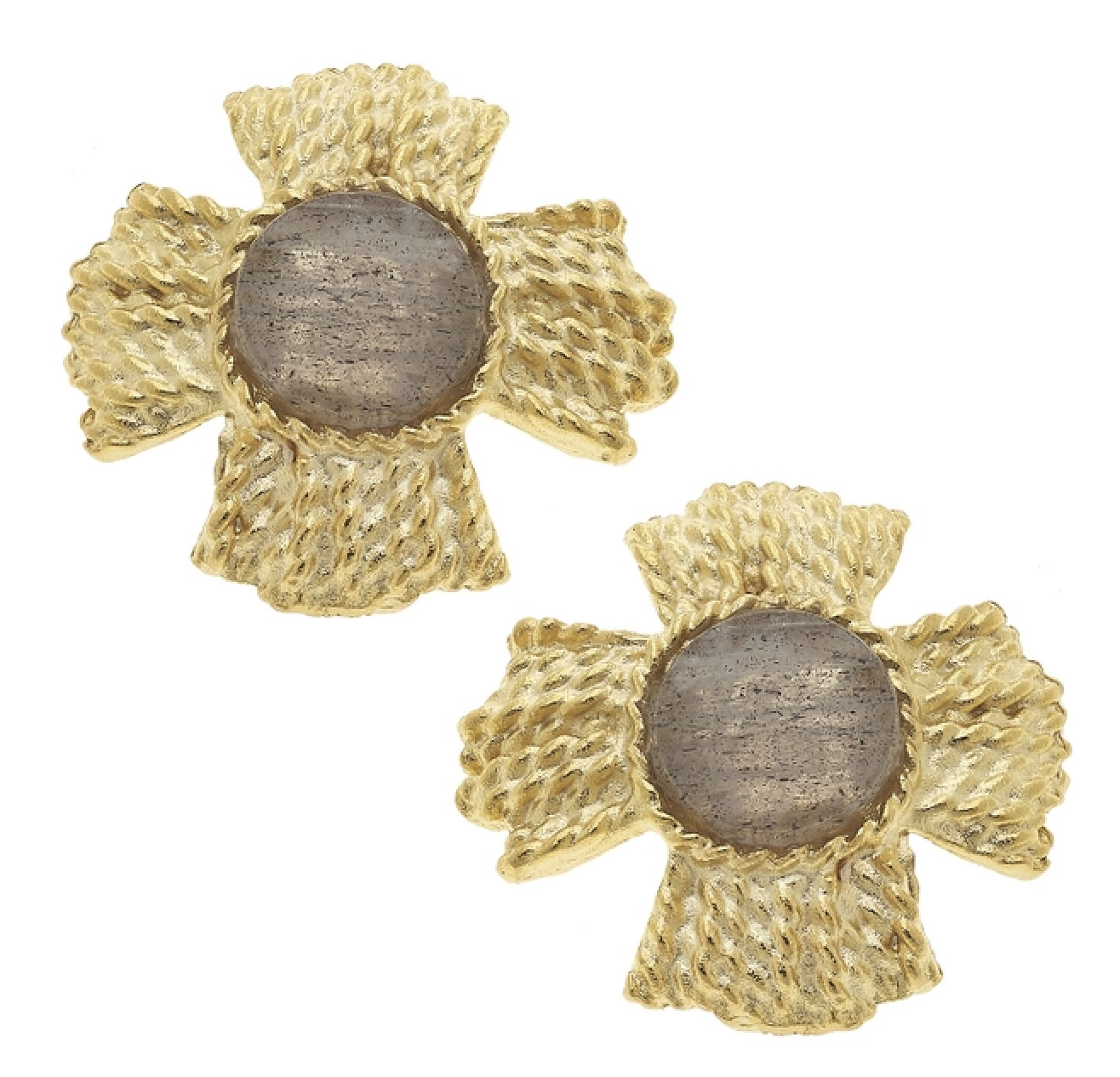 Labrodite Gold Vintage Clip Earring