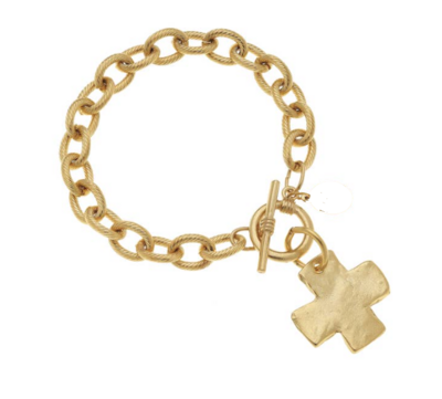 Gold Cross Toggle Bracelet