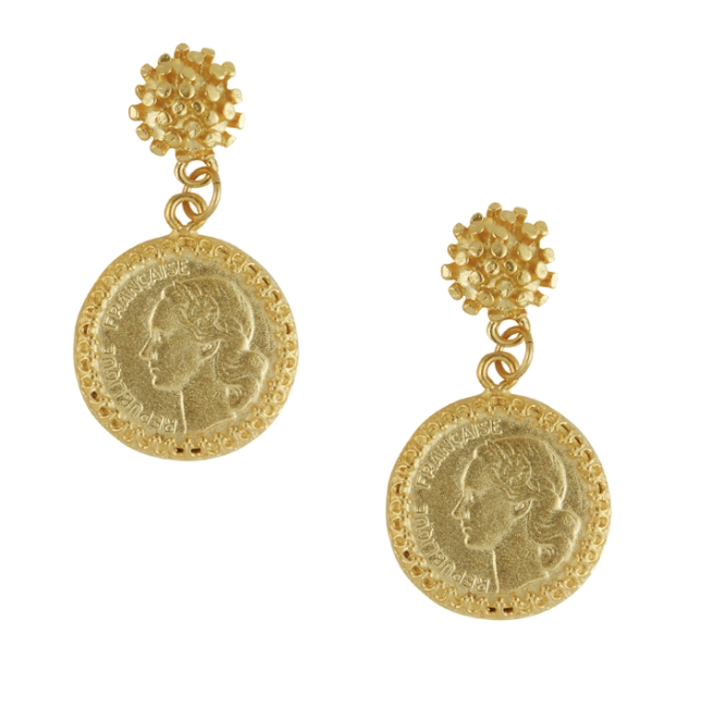 Gold Elisabeth Coin Earrings