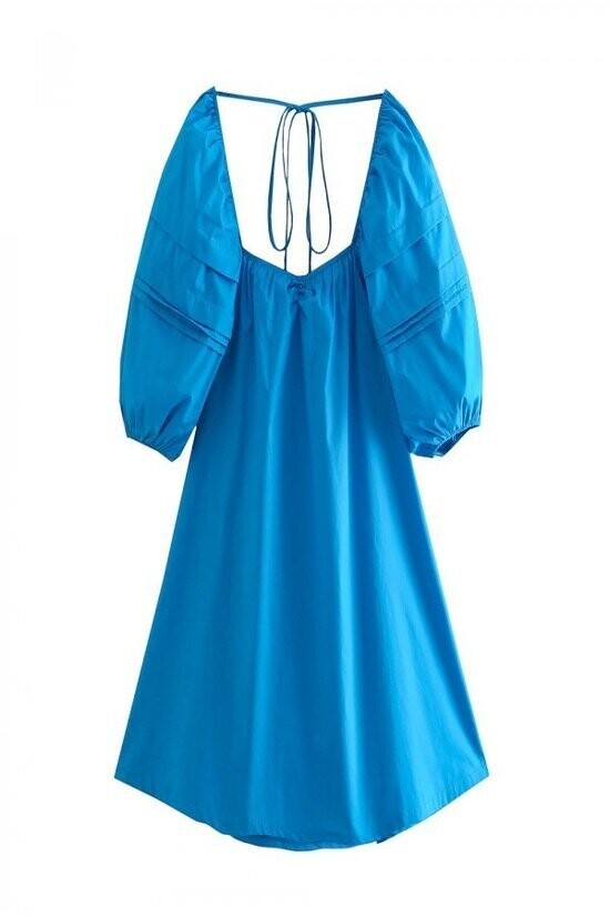 Maldive Blue Puff Sleeve Tunic Dress