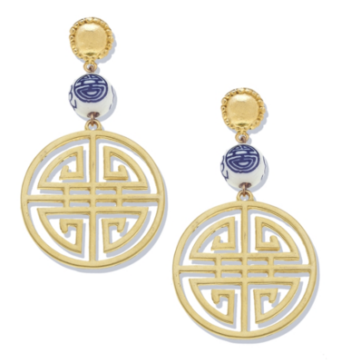 Porclein & Gold Happiness Earrings