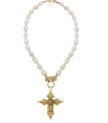 Freshwater & Cross Necklace