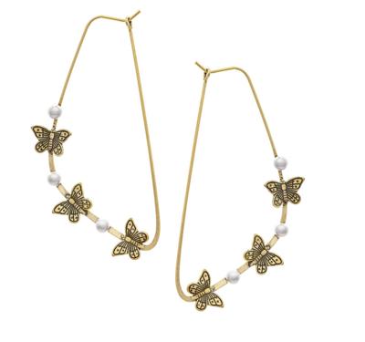 Butterfly & Pearls Dainty Earrings