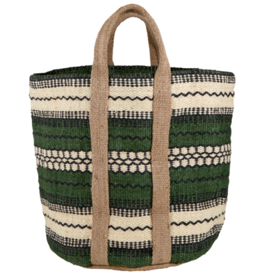 Forest Green Jute Basket Bag