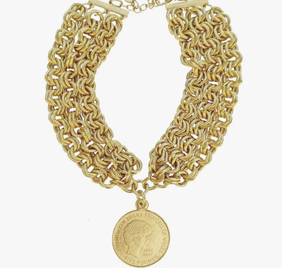 Triple Strand Princess Diana Coin Necklace