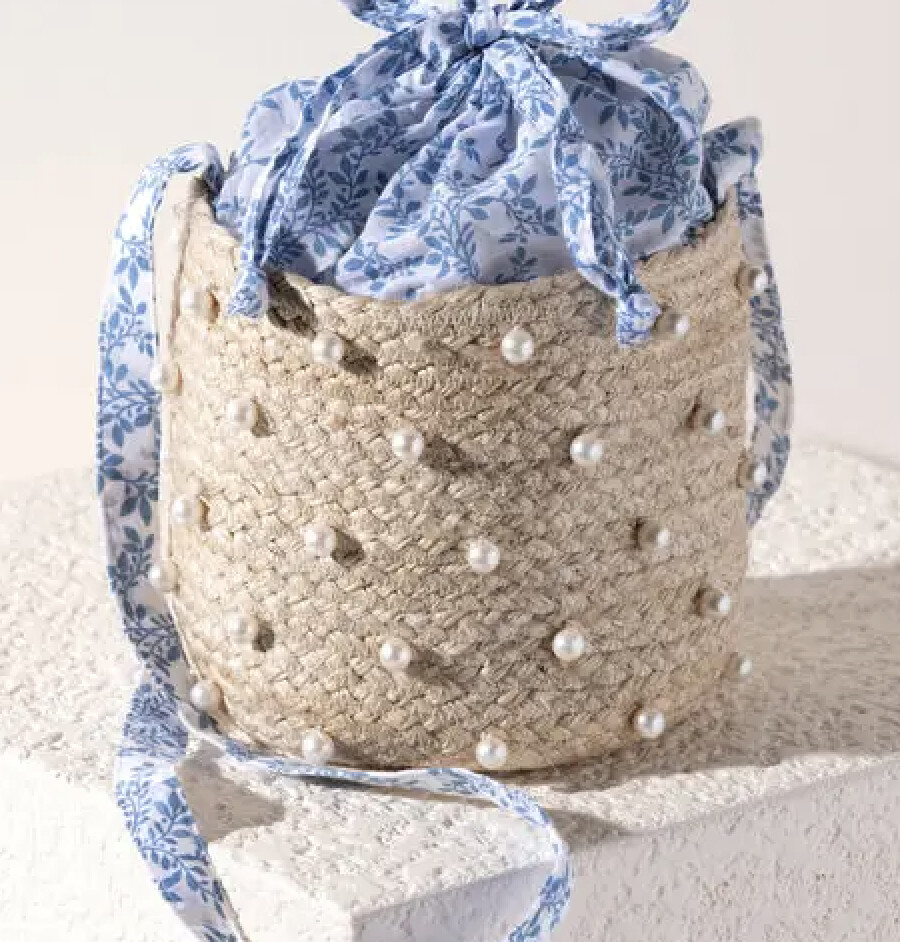 Embellished Pearl Bucket Bag
