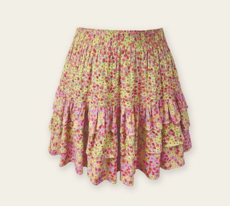 Bold Floral Layered Skirt