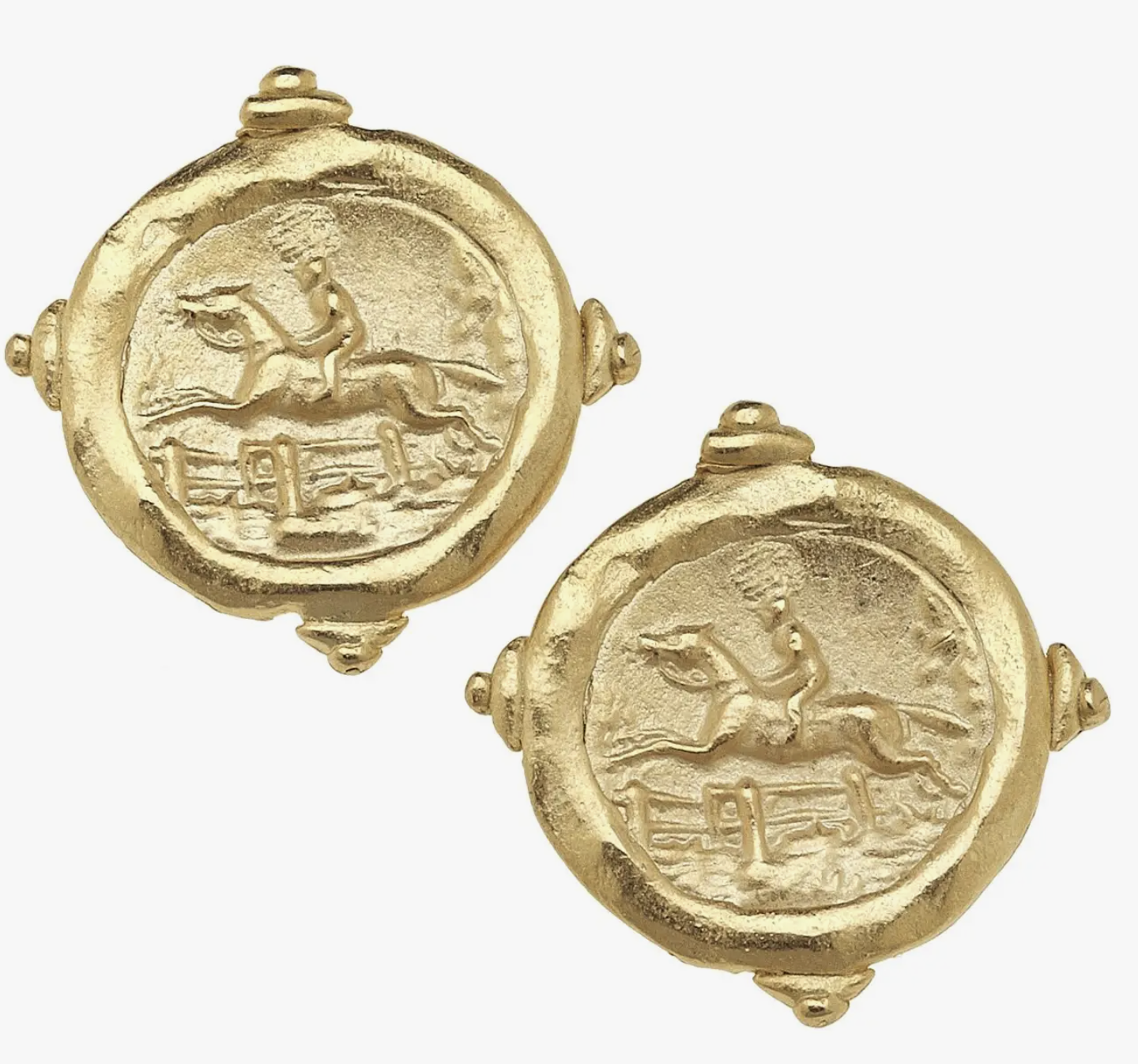 Gold Horse Intaglio Earrings