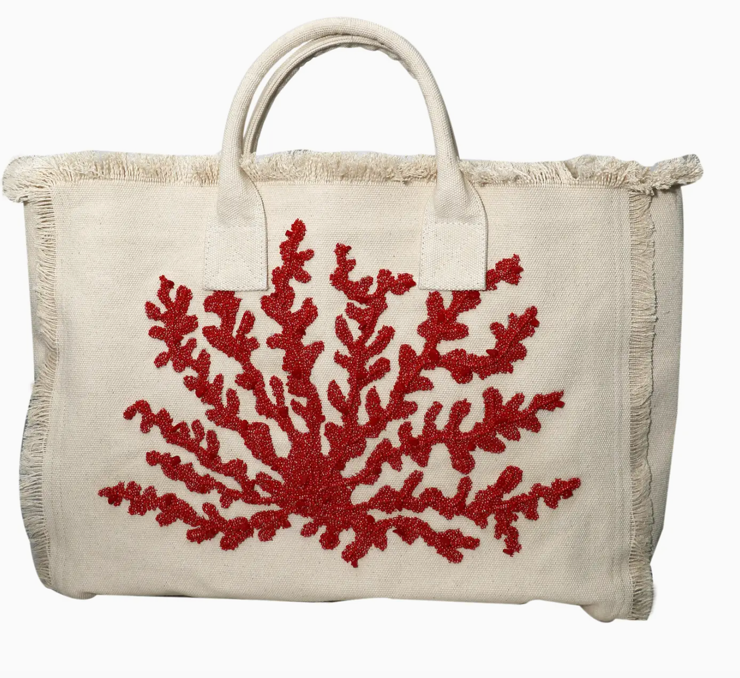 Le Coral Canvas/Beaded Tote