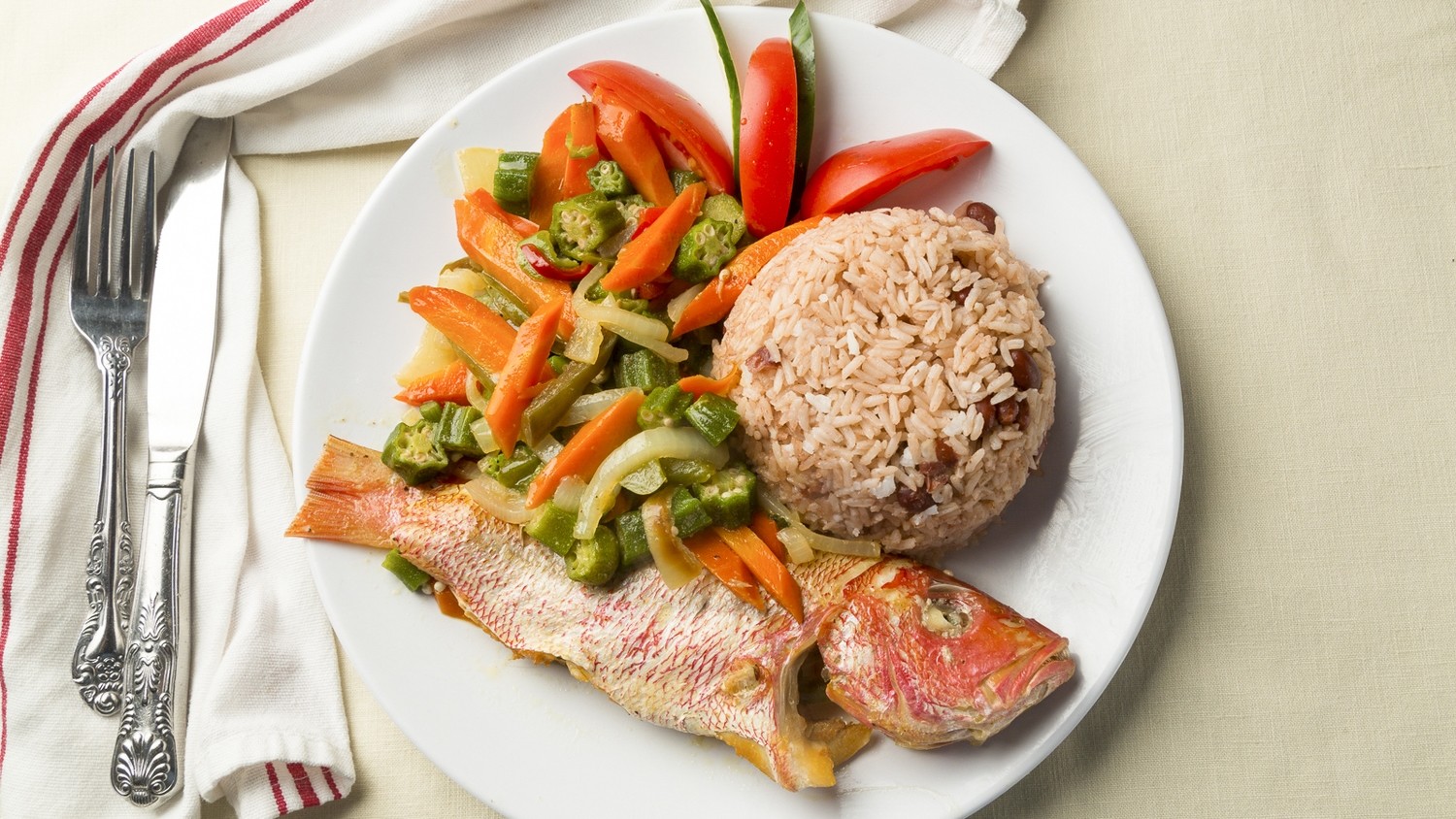Steam Snapper Fish Dinner