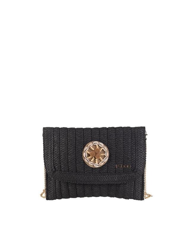 CARTERA BANDOLERA RAFIA SINTETICA, CIERRE MAGNETICO, COLOR NEGRO