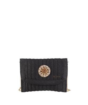 CARTERA BANDOLERA RAFIA SINTETICA, CIERRE MAGNETICO, COLOR NEGRO