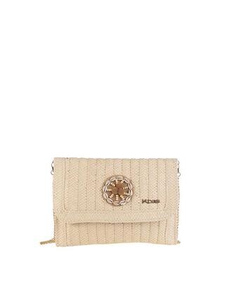 CARTERA BANDOLERA RAFIA SINTETICA, CIERRE MAGNETICO, COLOR NATURAL
