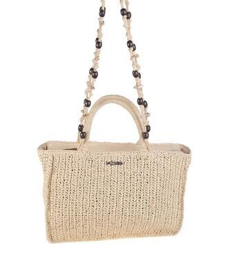 BOLSO RAFIA SINTETICA, CON CREMALLERA, COLOR NATURAL