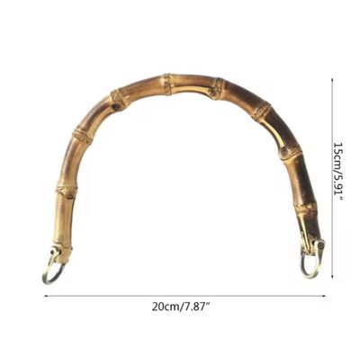 Asa de bambu semicírculo con anillos de metal de color oro, 1 pcs., 20 cm