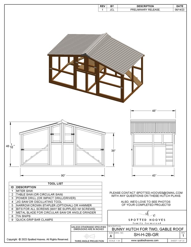 Build Plans - Bunny Hutch for Two, Gable Roof