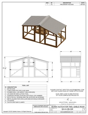 Build Plans - Bunny Hutch for Two, Gable Roof