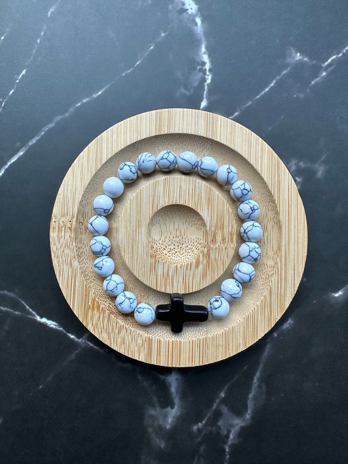 Marble Large Black Cross bracelet