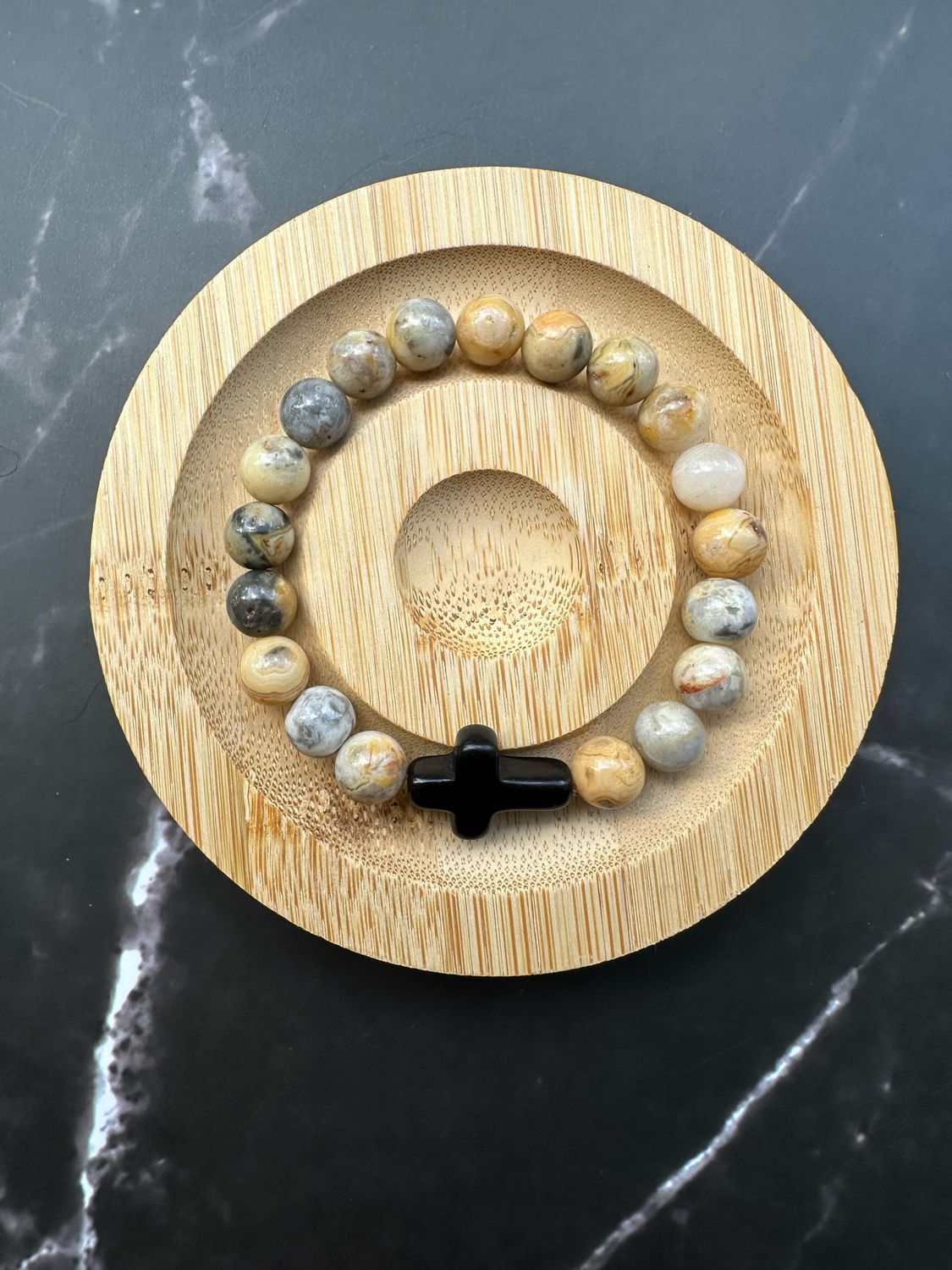 Pebbles Large Black Cross bracelet