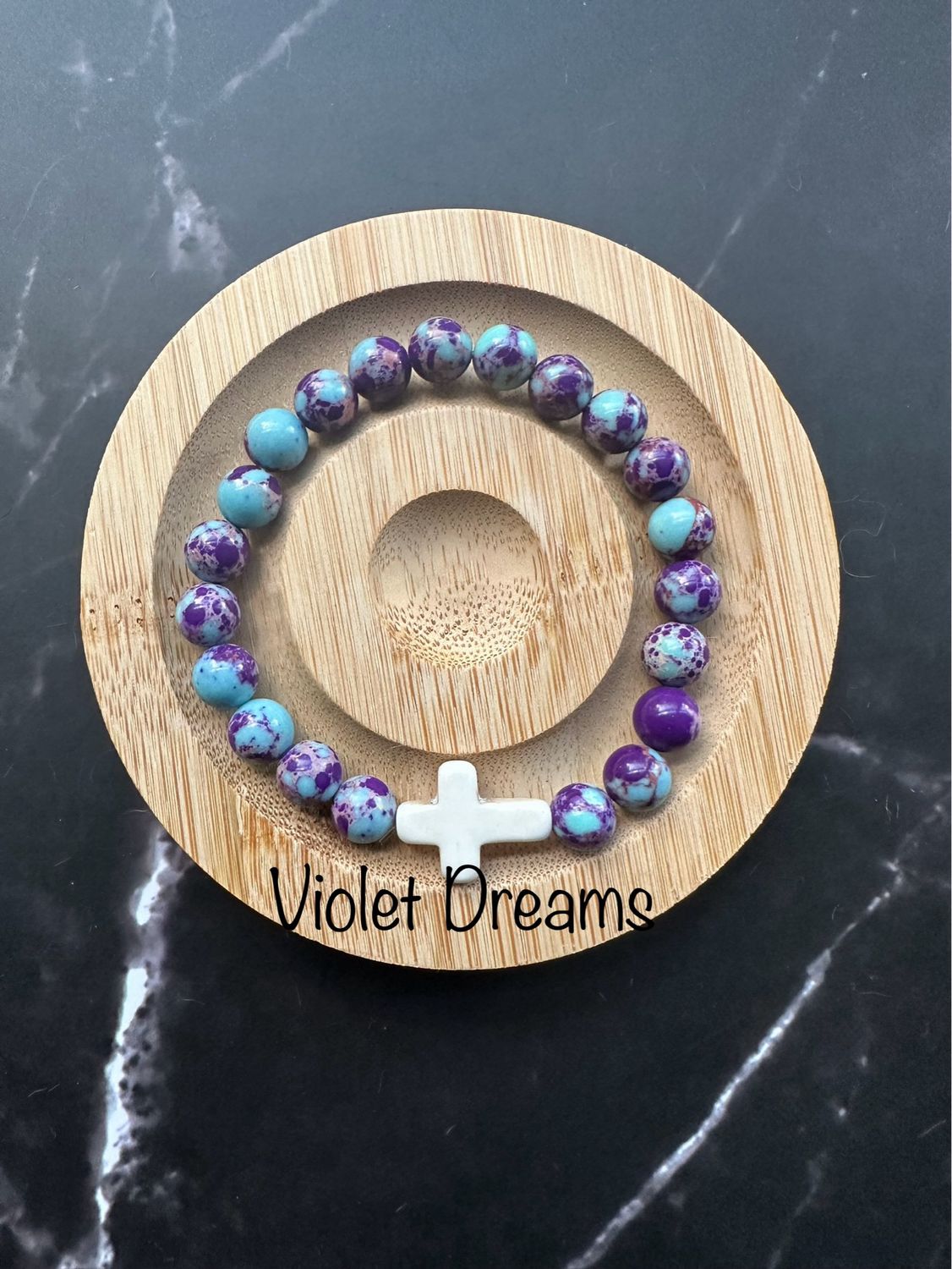 Violet Dreams Black Cross bracelet