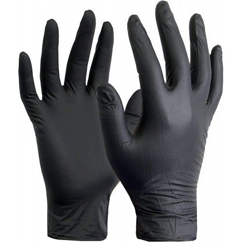 Black Super Strong Nitrile Gloves-Garage/Windscreen/Industrial-BOX 100 powder free-Size Large.