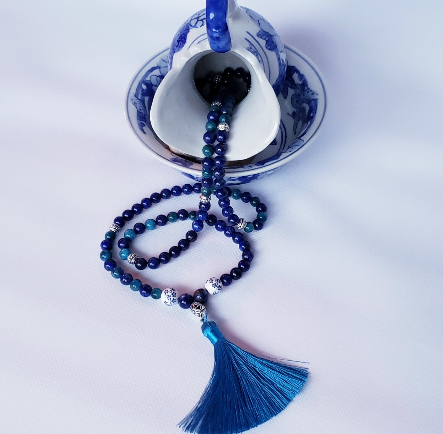 Lapis and Apatite Mala Lapis and Apatite Mala