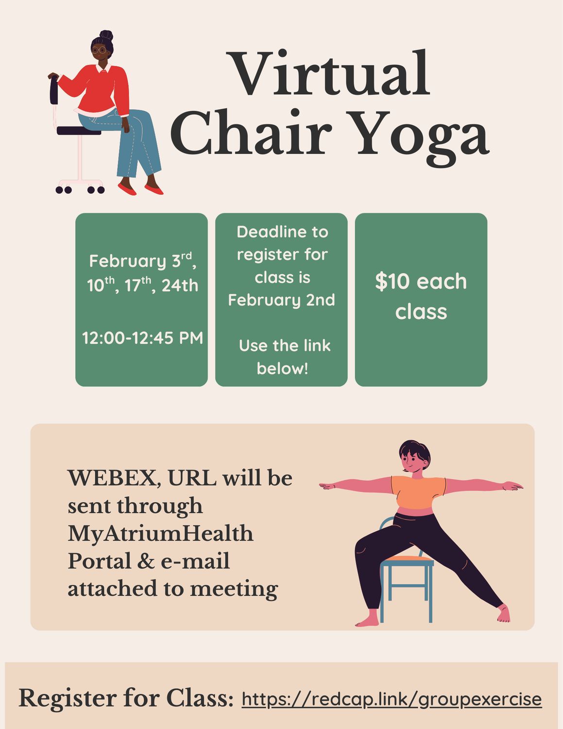 Virtual Chair Yoga Class ($10 per class) Increase quantity for number of classes you can attend