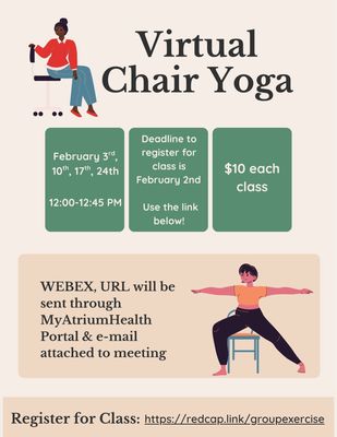 Virtual Chair Yoga Class ($10 per class) Increase quantity for number of classes you can attend
