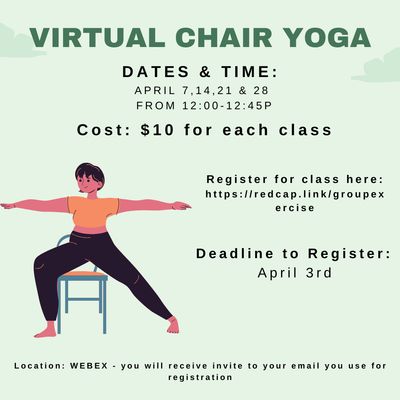 Virtual Chair Yoga Class ($10 per class) Increase quantity for number of classes you can attend