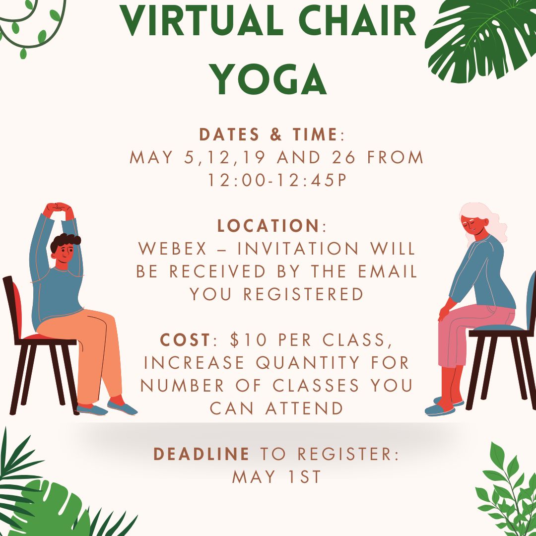 Virtual Chair Yoga Class ($10 per class) Increase quantity for number of classes you can attend