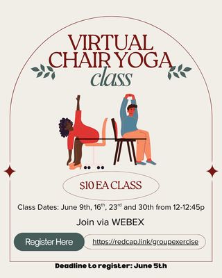 Virtual Chair Yoga Class ($10 per class) Increase quantity for number of classes you can attend