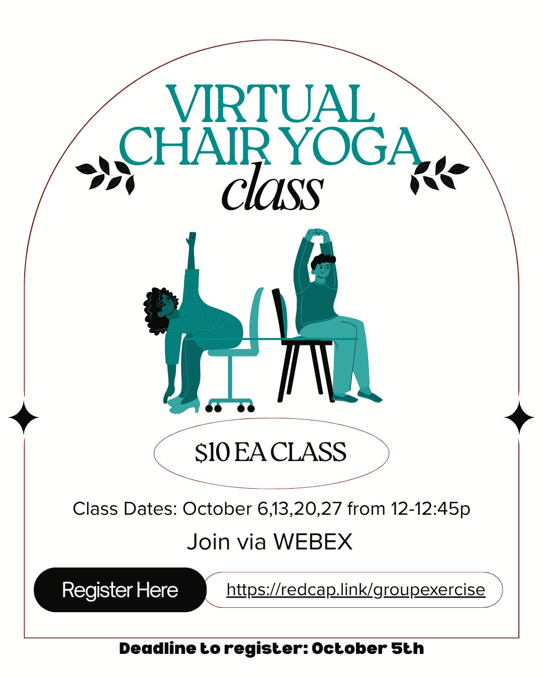 Virtual Chair Yoga Class ($10 per class) Increase quantity for number of classes you can attend