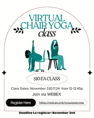 Virtual Chair Yoga Class ($10 per class) Increase quantity for number of classes you can attend